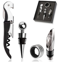 HASTHIP  4PCS Bottle Openers Wine Bottle Opener Kit for Beer or Wine Premium Wine Opener Gift Set Includes Corkscrew Bottle Stopper Wine Pourer and Wine Ring(Gift Packaging)