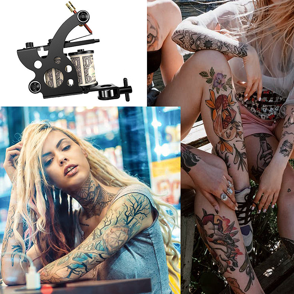 HANNEA Tattoo Machine Kit for Beginners Tattoo Power Supply Kit 1 Black Tattoo 5 Tattoo Needles 1 Pro Tattoo Machine Guns Kit Tattoo Supplies