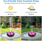 Verilux Lotus Fountain Solar Water Pump Fountain Pump for Pool Pond Garden and Patio Plants Round 7V 2.5W, Pink