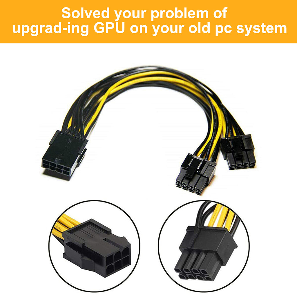 Eleboat® 8 Pin PCI-E to 2 PCI-E 8 Pin (6 Pin + 2 Pin) Power Cable, 30cm (2 pcs)