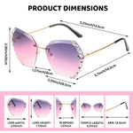 PALAY  UV400 Protective Sunglasses for Women Stylish with Storage Box Glasses Cloth, Rimless Diamond Cutting Lens Women Sunglasses for Summer Driving Shades for Women(Style 2)