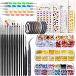 MAYCREATE  3D Nail Art Stamping Kit, 3D Nail Art Tools with Pen & Brush Painting Polish Design Kit Nail Art Stickers Nail Foil Tape Strips and Nails Art Rhinestones