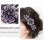 MAYCREATE  Hair Clips for Women Flower Hair Comb Pins Slide Hair Clips for Girls Crystal Barrettes Bridal Charm Hair Accessories-Dark Purple