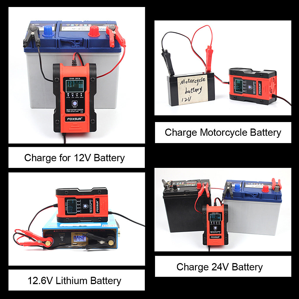 Eleboat®6A 12V / 3A 24V Intelligent Automatic Car Battery Charger