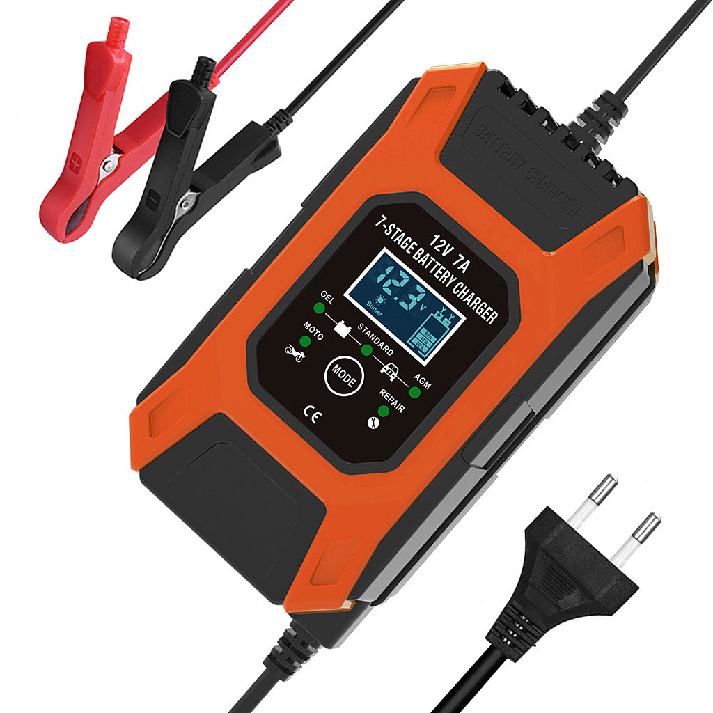 Eleboat® New Upgrade 7-Stage Automatic Pulse Repair Car Battery Charger12V 7Ah(Red)