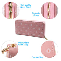 PALAY Ladies Purse Women's Wallet with Multiple Card Slots PU Leather Long Wallet Card Holders Wallet Zipper Pocket Coin Purse Phone Wallet (Pink1)