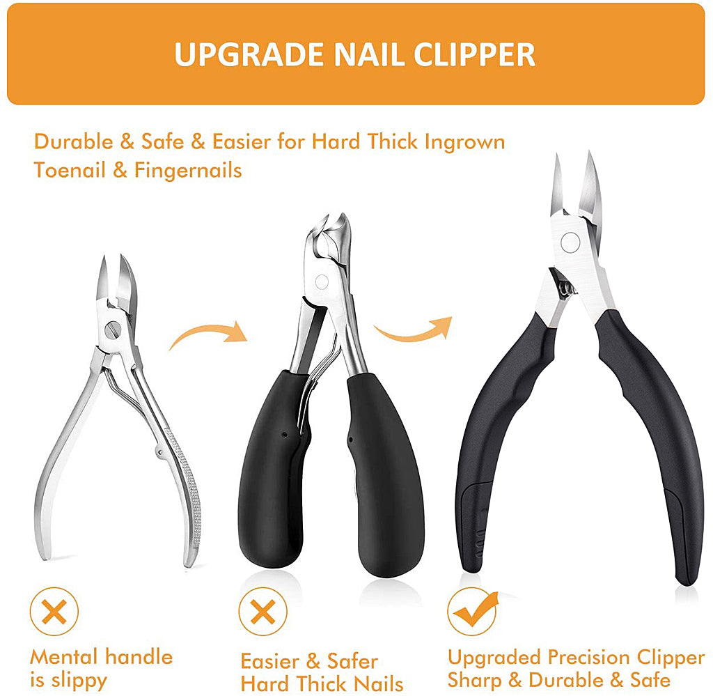 MAYCREATE  Toenail Clippers for Thick Nails Nail Clippers Kit Set for Men and Women Heavy Duty Nail Nippers Cutter for Pedicure Precision Ingrown Fingernails (Black)