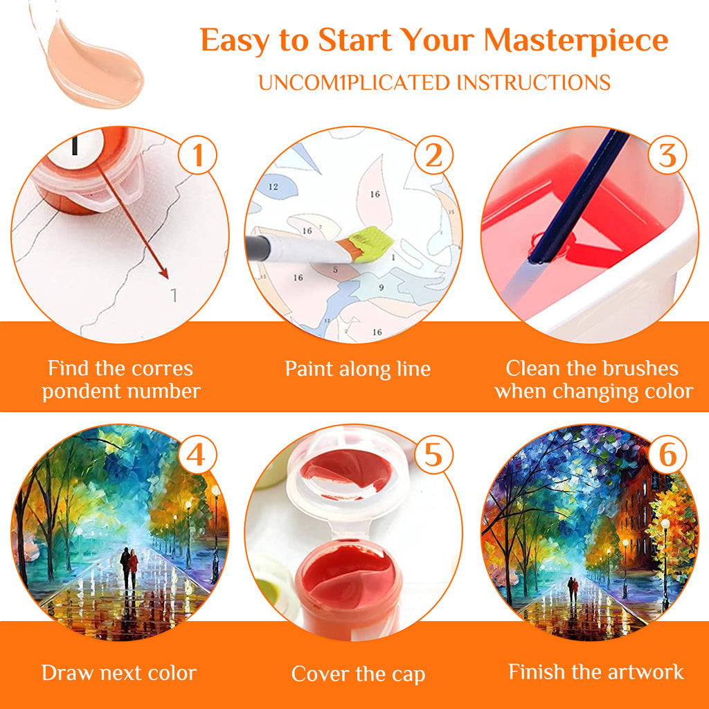 HASTHIP DIY Oil Painting ,Paint by Numbers Kits, Paint by Numbers for Kids and Adults,DIY Painting Kit with Brushes Decoration Room