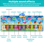 PATPAT Musical Mat for Kids, 8 Sounds Music Piano Keyboard Dance Floor Mat Carpet Animal Blanket Touch Mat Musical Toys Early Education Toys for Baby Girls Boys 1-3 Years Old (52x19 in)