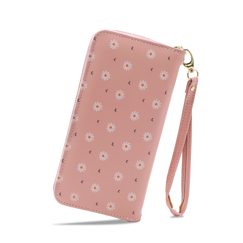 PALAY Ladies Purse Women's Wallet with Multiple Card Slots PU Leather Long Wallet Card Holders Wallet Zipper Pocket Coin Purse Phone Wallet (Pink1)