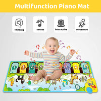 PATPAT Kids' Piano Mat, Musical Mat Piano Keyboard Play Mat Floor Music Mat for Toddlers, Early Educational Toys Gift Kids Toys for Boys Girls1 + Year (110x36cm) (Green)