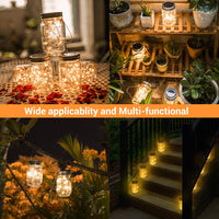 Verilux 4pcs Solar Hanging Light Outdoors Solar Mason Jar Lid Fairy String Lights Waterproof for Diwali Christmas Garden Yard and Lawn Patio Solar Laterns Table Lights