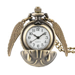 SANNIDHI  Harry Potter Snitch Ball Pocket Watch with Chain,Roman Numerals Vintage Dial Pendant Gold-plated Necklace for Boys/Girls/Women/Men