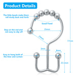 HASTHIP  Bathroom Curtain Hooks,Stainless Steel Hook for Curtains,Rust-Resistant Metal Double Hooks Curtain Rings,Rolling Shower Curtain Hooks for Bathroom Shower Curtain Rods Curtains, Set of 10