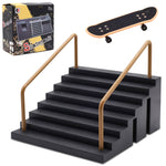 PATPAT  Fingerboard Rail Park Stair Kit with Handrails and Mini Skateboard, Finger Toys / Fun Finger Skating Toys, Interactive Tabletop Freestyle Skate Game Skateboard for Kids and Adults