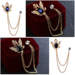 SANNIDHI  (2 piece) Men's Royal Crown Brooch with Golden Chain , for Men's Suit Pin BadgeTuxedo Tie Hat Scarf-Unisex
