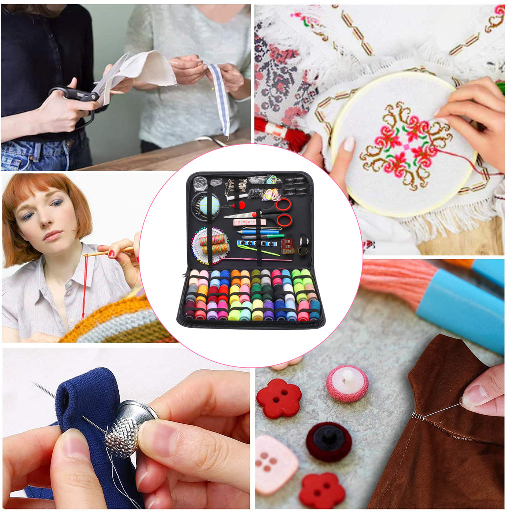 HASTHIP  183PCS Handy Sewing Kit Bundle with with 38 XL Thread, All-in-One Portable Sewing Kit with Scissors Thread Needles Tape Measure Carrying Case and Accessories