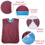 HASTHIP Adult Bibs,Adult The Eldly Bib Adult Washable Dining Bibs for Elderly Mealtime Bib Elderly Disabled Aid Apron Red