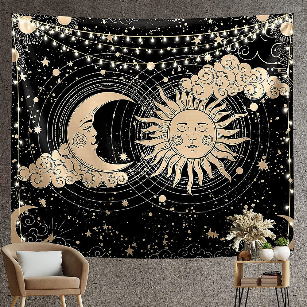 HASTHIP Sun and Moon Tapestry Aesthetic Sun Moon Tapestry Black Dark Spiritual Tapestries Wall Hanging Room Decor for Bedroom Livingroom (51 x59 , Moon and Sun)