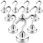 HASTHIP  Neodymium Magnets Powerful Hooks, 6KG (13LBS) Magnets Hook for Fridge, Heavy Duty Hook for Ceiling, Hanger Hook for Towel, Cup, Wall (White, Pack of 10)