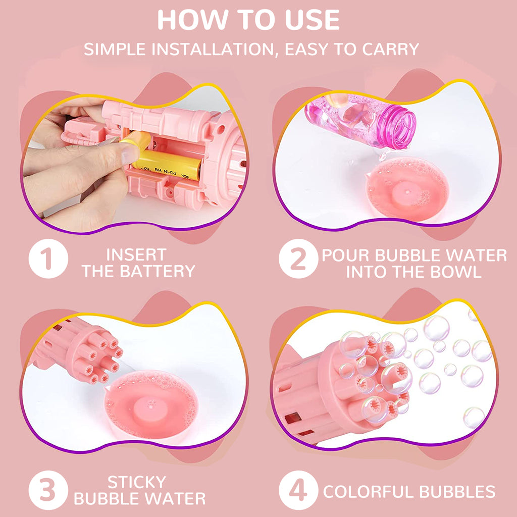 Eleboat® 8-Holes Electric Bubble Blaster Gun (Pink)