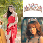 PALAY  Crystal Tiara Crown Pearl Princess Costume Crown Headband Flower Pageant Handmade Hair Accessories Cosplay,Birthday,Celebration for Girl Women