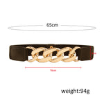 PALAY  Fashion Women Wide Elastic Belt For Dress Ladies Stretchy Belt with Interlocking Buckle-Golden(length 60-80cm