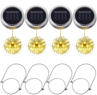 Verilux 4pcs Solar Hanging Light Outdoors Solar Mason Jar Lid Fairy String Lights Waterproof for Diwali Christmas Garden Yard and Lawn Patio Solar Laterns Table Lights