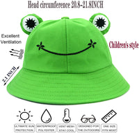 PALAY Bucket Sun Hat for Women Girl Adult Cute Frog Bucket Hat Summer Outdoor Foldable Fisherman Hat (Green)