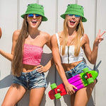 PALAY Bucket Sun Hat for Women Girl Adult Cute Frog Bucket Hat Summer Outdoor Foldable Fisherman Hat (Green)
