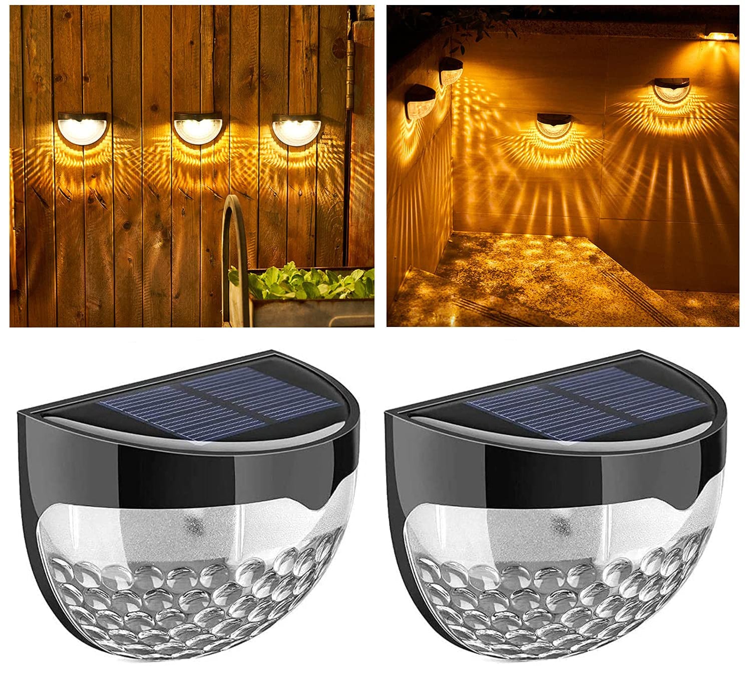 ELEPHANTBOAT Solar Light for Home 2 PCS Wall Lamp IP65 Waterproof Led Lights for Home Decoration Solar Garden LED Lights for Home Wall Deck Steps Patio Walkway Garden Solar Wall Light