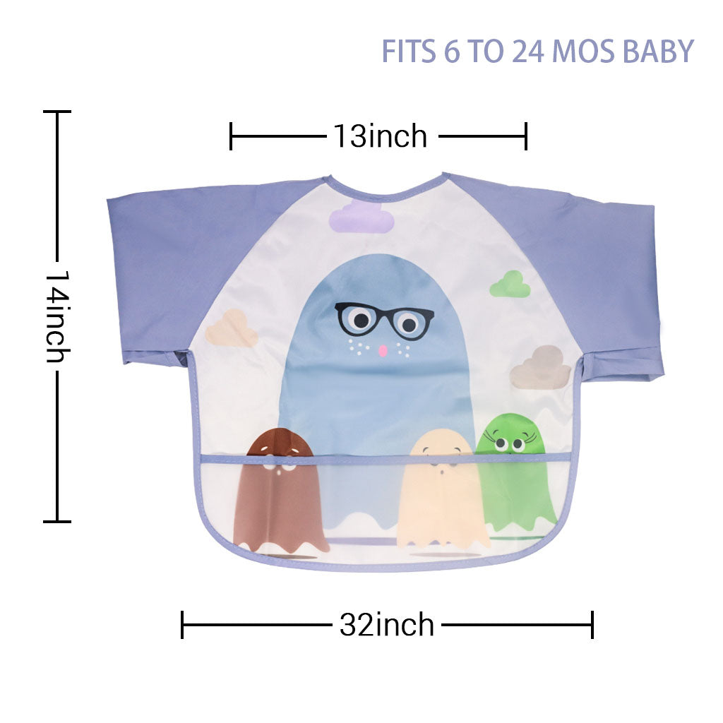 SNOWIE SOFT  Sleeved Bib Baby Bib with Pocket, Toddler Bib, Smock, Washable and Lightweight Waterproof Fabric, Fits Bibs for Baby 6 Months+ (Purple no including hanger)