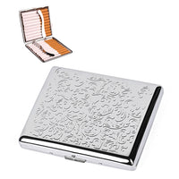 GUSTAVE  Metal Cigarette Case - Double Sided Spring Clip Open Cigarette Box for 20 Cigarettes (Silver)