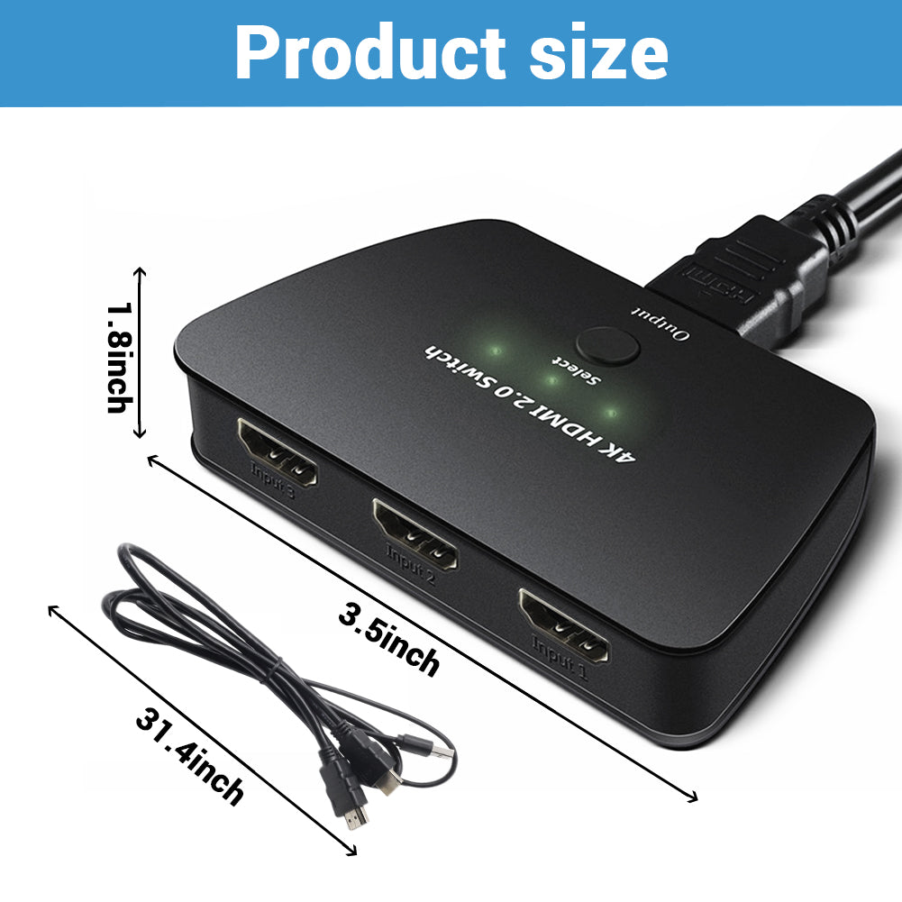 Eleboat® 4K@60Hz HDMI Switcher - 1 in 3