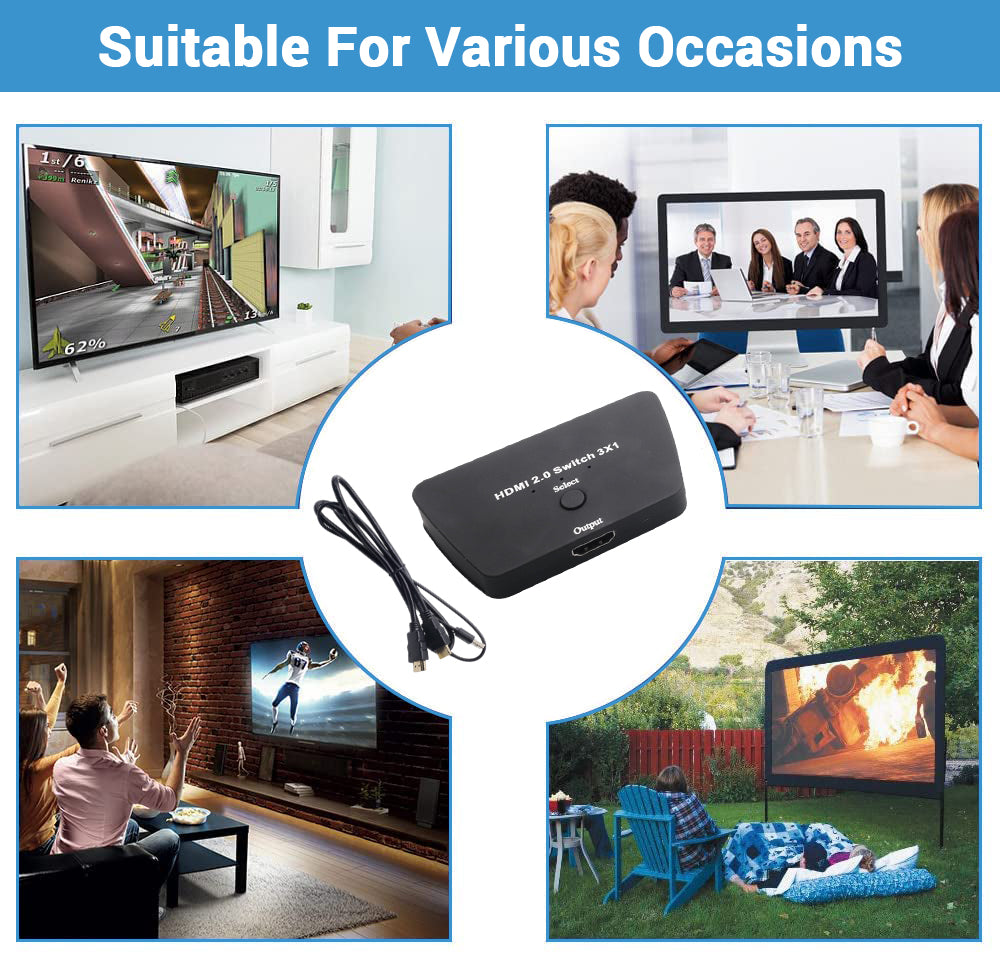 Eleboat® 4K@60Hz HDMI Switcher - 1 in 3