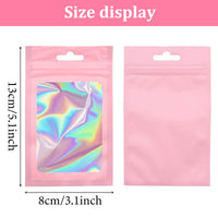 HASTHIP  100 Pcs Smell Proof Mylar Bags, Chocolate Bags Candy Bags Treat Bag Cookie Bags, Resealable Multifunctional Bags for Storing Food, Jewellery and Hardware (Pink, 8 X 13cm)