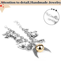 SANNIDHI Harry Potter Chain Bracelets for Girls Boys,Women Men Fans Love Gifts with Owl Academy Snitch Multiple Elements