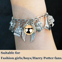 SANNIDHI Harry Potter Chain Bracelets for Girls Boys,Women Men Fans Love Gifts with Owl Academy Snitch Multiple Elements