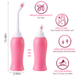 HANNEA 450ml Portable Retractable Travel Bidet for Toilet Handheld Postpartum Perineal Cleansing Childbirth Cleaner with Bag/2 Nozzles- for Outdoor,Camping,Personal Hygiene (Pink)