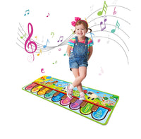 PATPAT  Musical Mat for Kids,Piano Keyboard Dance Floor Mat Carpet Animal Blanket Touch Mat Musical Toys Early Education Toys for Baby Girls Boys 1-3 Years Old(Mini Size for Hand Pressing 33.5x11.8in)