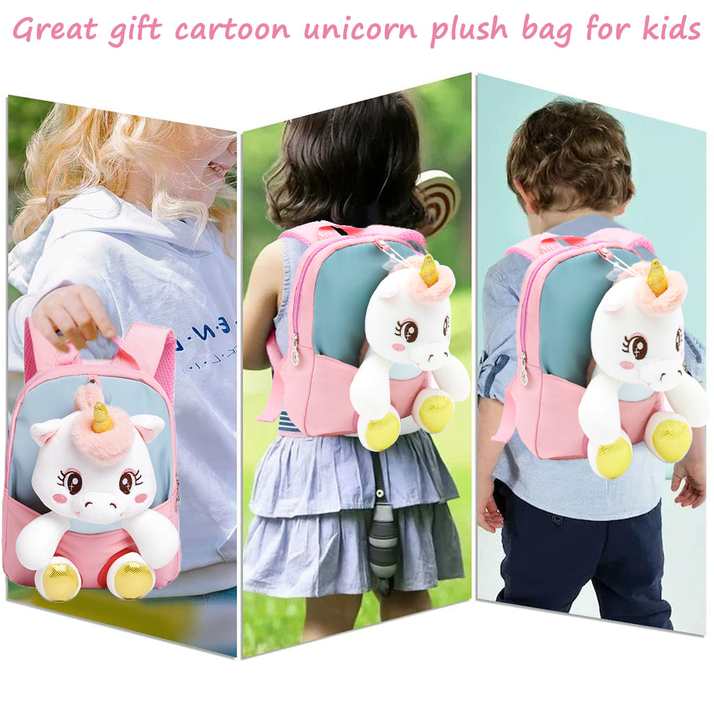 PALAY Baby Backpack Kids Backpack for Girls & Boys Plush Bag with with Cartoon Unicorn Stuffed Toy(Detachable) for Toddler Baby Gift Backpacks for 1-3 Years Old Child 22 * 26cm (Pink)