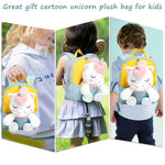PALAY  Baby Backpack Kids Backpack for Girls & Boys Plush Bag with with Cartoon Unicorn Stuffed Toy(Detachable) for Toddler Baby Gift Backpacks for 1-3 Years Old Child 22 * 26cm (Grey)