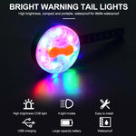 ELEPHANTBOAT RGB Bike Light Bicycle Taillight Portable Warning Light USB Charging Waterproof Outdoor Flashing Light Red & Blue & Green Light 4 Lighting Mode Emergency Signal Light