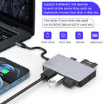 Verilux USB C Hub Multiport Adapter- 6 in 1 Portable Aluminum Type C Hub with TF/Micro SD Card Slot,3 USB 3.0 Ports,DC 5V Charging Port Compatible for PC, Laptops,MacBook Pro/Air,Printer,Surface Pro