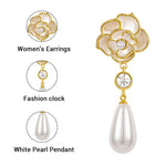 SANNIDHI Colorful Fashion Earrings for Women -Vintage Cut-out Fan-shaped Design,Suit for Party Gift (Camellia Flower)