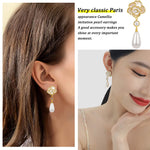 SANNIDHI Colorful Fashion Earrings for Women -Vintage Cut-out Fan-shaped Design,Suit for Party Gift (Camellia Flower)