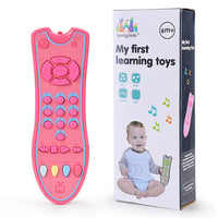 PATPAT  Musical TV Remote Control Toys with Light and Sound, Musical Early Educational Remote Toy Realistic Preschool Leaning Toys for 6 Months+ Baby Toddlers Boys Girls - Black (Pink)