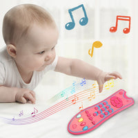 PATPAT  Musical TV Remote Control Toys with Light and Sound, Musical Early Educational Remote Toy Realistic Preschool Leaning Toys for 6 Months+ Baby Toddlers Boys Girls - Black (Pink)