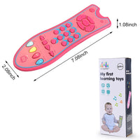 PATPAT  Musical TV Remote Control Toys with Light and Sound, Musical Early Educational Remote Toy Realistic Preschool Leaning Toys for 6 Months+ Baby Toddlers Boys Girls - Black (Pink)