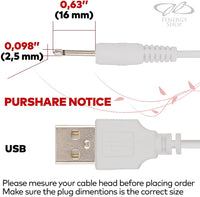 ZORBES  Charging Adapter 2.5Mm Jack Cable Usb To Dc 2.5Mm To Usb Charging Cable For Toy, Beauty Product, Magic Mate, White
